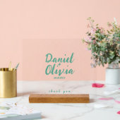 Roze en groene Wavy bruiloft Acryl Bord (Huwelijk)