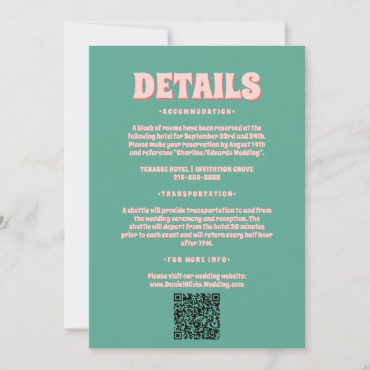 Roze en groene Wavy bruiloft behuizing Kaarten (Voorkant)