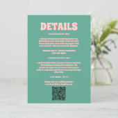 Roze en groene Wavy bruiloft behuizing Kaarten (Staand voorkant)