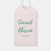 Roze en groene Wavy bruiloft Cadeaulabel (Voorkant)