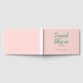 Roze en groene Wavy bruiloft Gastenboek (Volledig)