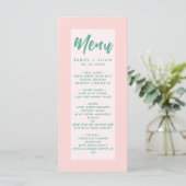 Roze en groene Wavy bruiloft Menu (Staand voorkant)