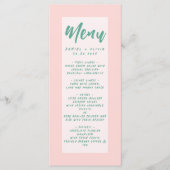 Roze en groene Wavy bruiloft Menu (Voorkant)