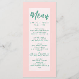 Roze en groene Wavy bruiloft Menu