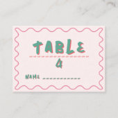 Roze en groene Wavy bruiloft Plaatskaartje (Voorkant)