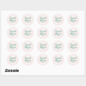 Roze en groene Wavy bruiloft Ronde Sticker (Vel)