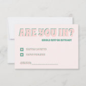 Roze en groene Wavy bruiloft RSVP Kaartje (Voorkant)