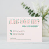 Roze en groene Wavy bruiloft RSVP Kaartje (Staand voorkant)