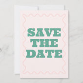 Roze en groene Wavy bruiloft Save The Date (Voorkant)