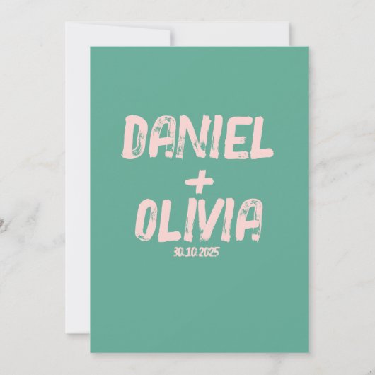 Roze en groene Wavy bruiloft Save The Date (Achterkant)