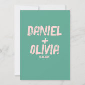 Roze en groene Wavy bruiloft Save The Date (Achterkant)