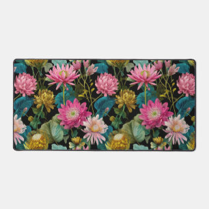 Roze en groene weelderige tropische patroon botani bureaumat