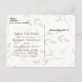 Roze en groene Wildbloemen Patroon sparen de Datum Aankondigingskaart (Achterkant)