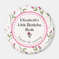 Roze en groene wilde bloemen Dank je wel Verjaarda