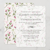 Roze en groene wilde bloemen kaart (Voorkant / Achterkant)