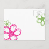 Roze en groene wilde bloemen Save The Date Aankondigingskaart (Achterkant)