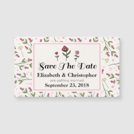 Roze en groene  wilde bloemen sparen de Datum