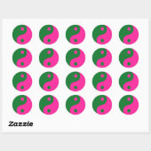Roze en Groene Yin Yang Symbool Ronde Sticker (Vel)