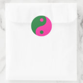 Roze en Groene Yin Yang Symbool Ronde Sticker (Tas)