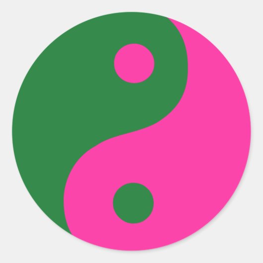 Roze en Groene Yin Yang Symbool Ronde Sticker (Voorkant)