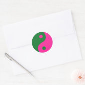 Roze en Groene Yin Yang Symbool Ronde Sticker (Envelop)