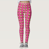 Roze en groene zoete cupcakes leggings (Voorkant)