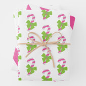 Roze en groensuikerriet, kerstpapier inpakpapier vel (In situ)