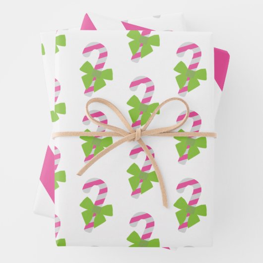 Roze en groensuikerriet, kerstpapier inpakpapier vel (In situ)