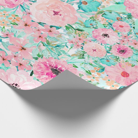  roze en handbedekking met handbediende waterverf cadeaupapier (Hoek)