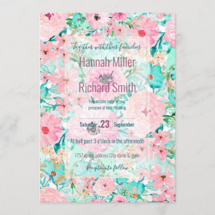 roze en handbedekking met handbediende waterverf kaart