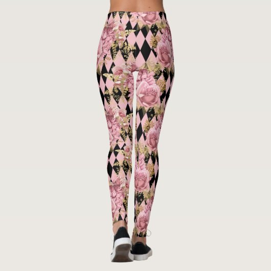 Roze en Harlequin Leggings (Achterkant)