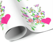  roze en harten cadeaupapier (Rol Hoek)