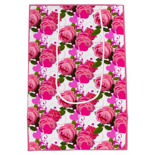 Roze en harten medium cadeauzakje (Achterkant)