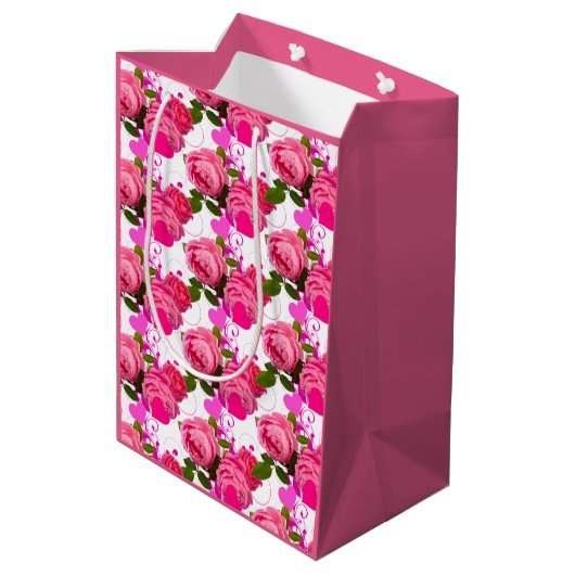 Roze en harten medium cadeauzakje (Achterkant Gekanteld)