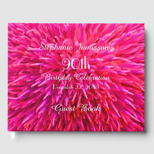 Roze en Heet Roze Verjaardagsfeestgeheugen/Gastenb Gastenboek (Voorkant)