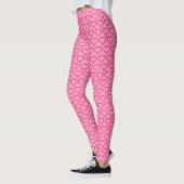 Roze en helder rood hartpatroon leggings (Links)