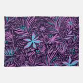 Roze en helderblauwe bloemen theedoek (Horizontaal)