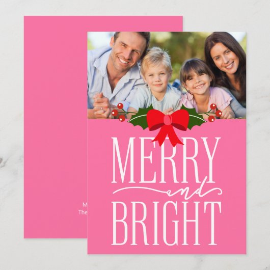 Roze en heldere, roze fotoplatte Kaart (Voorkant / Achterkant)