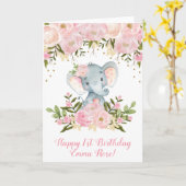 Roze en het Goud van de Kaart van de Verjaardag (Gele Bloem)