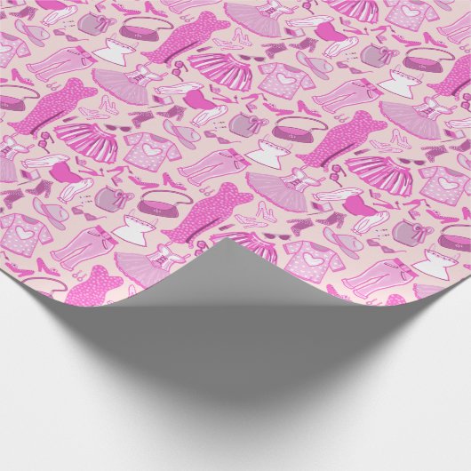 Roze en hete roze mode cadeaupapier (Hoek)