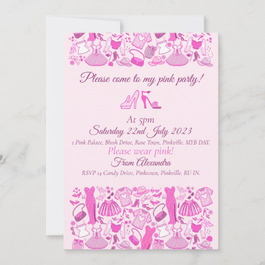 Roze en hete roze mode kaart (Voorkant)