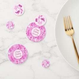 Roze en hete roze modepatroon confetti