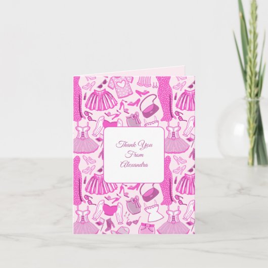 Roze en hete roze modepatroon kaart (Voorkant)