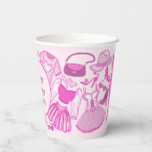Roze en hete roze modepatroon papieren bekers (Achterkant)