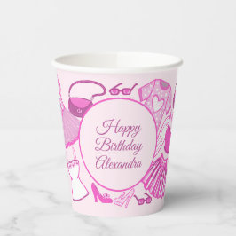 Roze en hete roze modepatroon papieren bekers