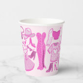 Roze en hete roze modepatroon papieren bekers (Rechts)