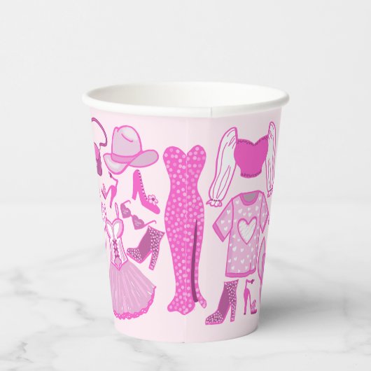 Roze en hete roze modepatroon papieren bekers (Rechts)