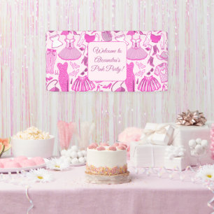 Roze en hete roze modepatroon spandoek