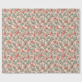 Roze en Holly Christmas Wrapping Paper Cadeaupapier (Vlak)