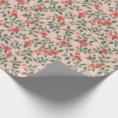 Roze en Holly Christmas Wrapping Paper Cadeaupapier (Hoek)